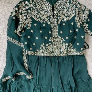 Designer dark green lehenga
